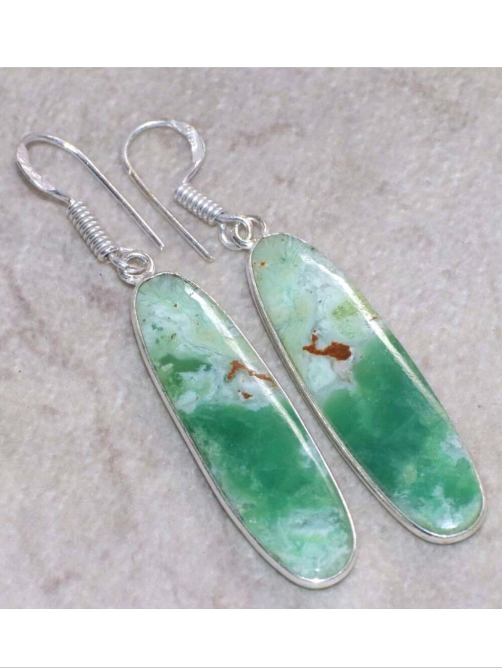 Chrysoprase Gemstone 925 Sterling Silver Handmade Drop Dangle Earrings